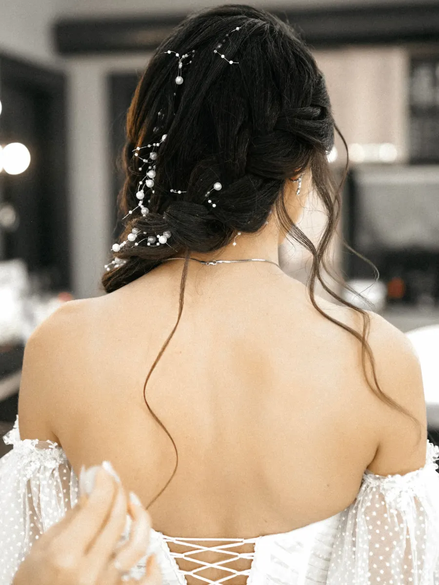 Coiffure de mariée avec tresse